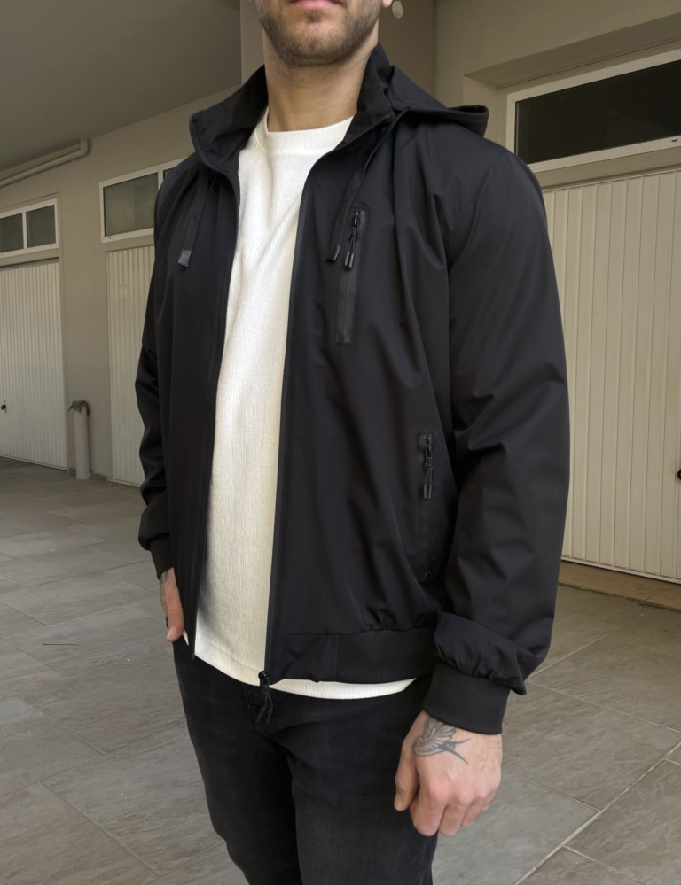 Ανδρικό μαύρο Jacket με κουκούλα WS8032 φωτογραφία